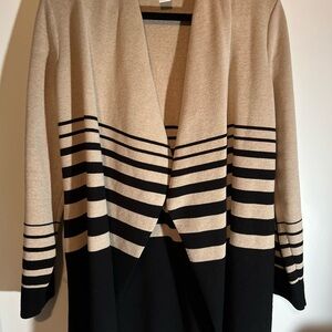 White House Black Market Black and Tan Cardigan Sweater